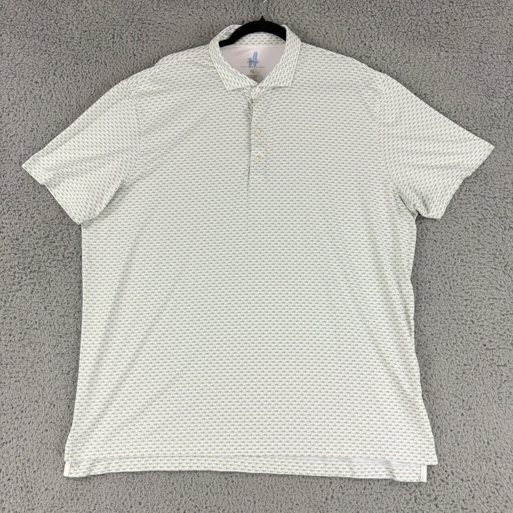 johnnie-O Featherweight Polo Mens XL White Mint Julep UPF 50 Golf JMPO101470
